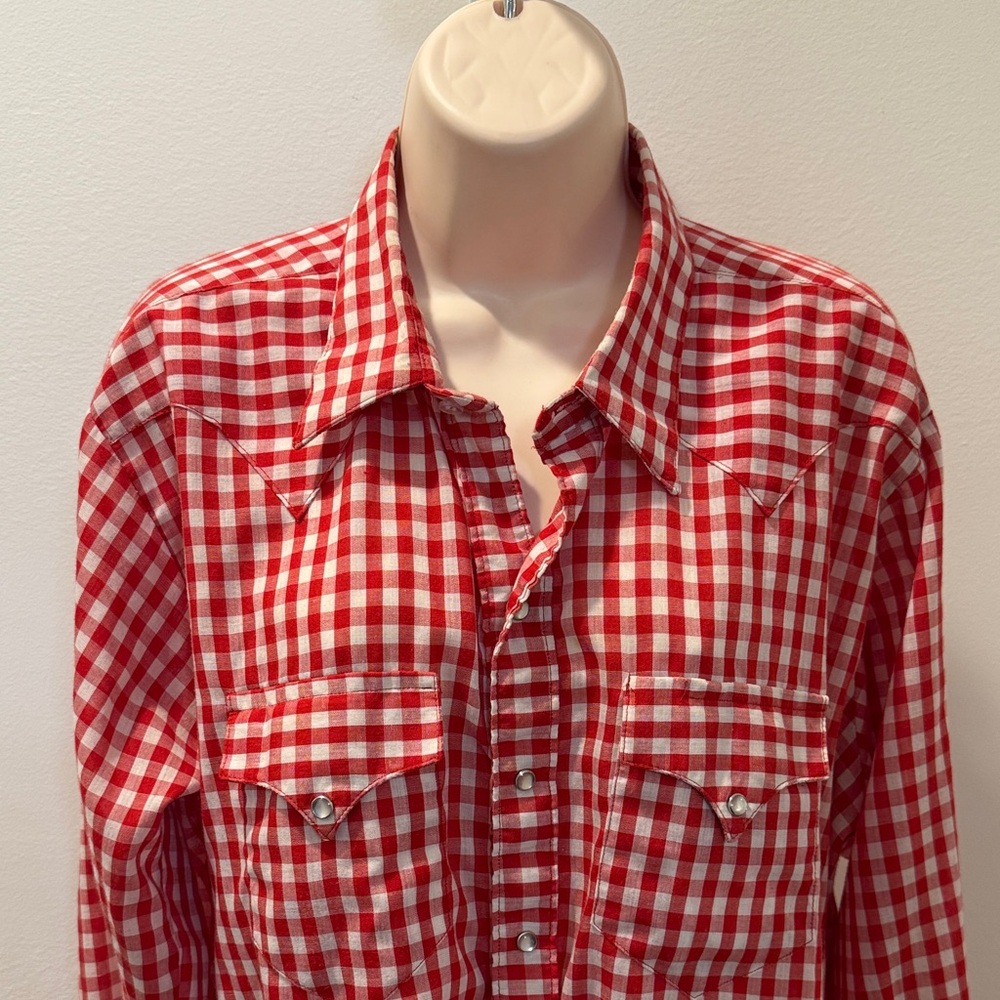 Rockmount Men’s Red Checkered Snap Shirt Vintage Western